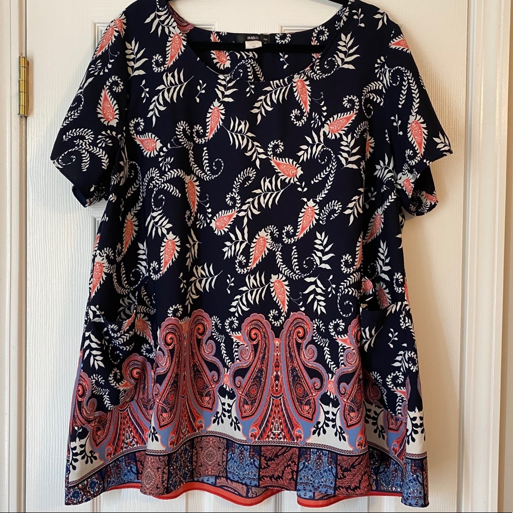 ING Short Sleeve Cut Out Back Blouse